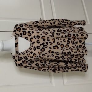 Blue Buttercup women's large leopard print puff sleeve cut out neck blouse